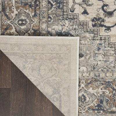 Ivory and Grey Synthetic 5' x 7' Reversible Area Rug