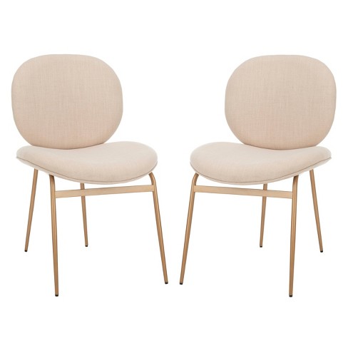 Set Of 2 Jordana Round Side Chair Beige Gold Safavieh