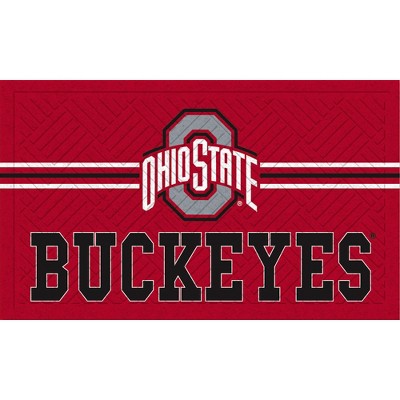 Evergreen NCAA Ohio State Buckeyes Embossed Mat Cross Hatch Indoor and Outdoor Doormat