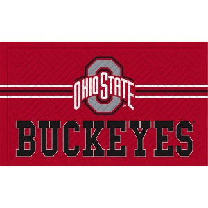Evergreen NCAA Ohio State Buckeyes Embossed Mat Cross Hatch Indoor and Outdoor Doormat - 1 of 3
