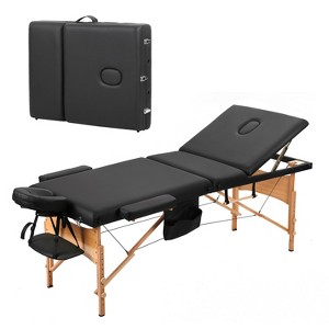 BestMassage Massage Bed Portable 3-Fold Massage Table 28" Wide Height Adjustable Spa Table, Black - 1 of 4