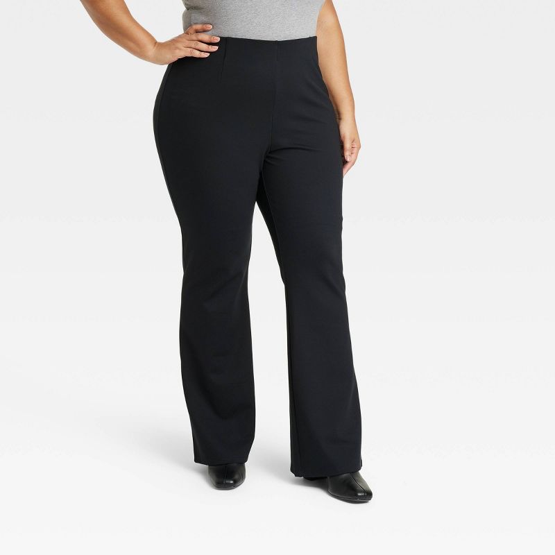 Women's High-Waisted Ponte Flare Pants - Ava & Viv™ Black, 1 of 4