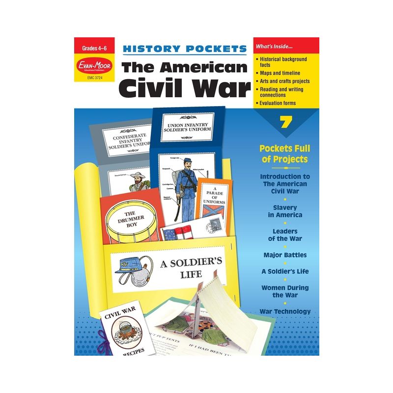 History Pockets: The American Civil War, Grade 4 - 6 Teacher Resource - by  Evan-Moor Educational Publishers (Paperback), 1 of 2