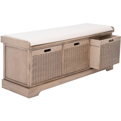 Landers Sand Cushioned 3-Drawer Storage Bench