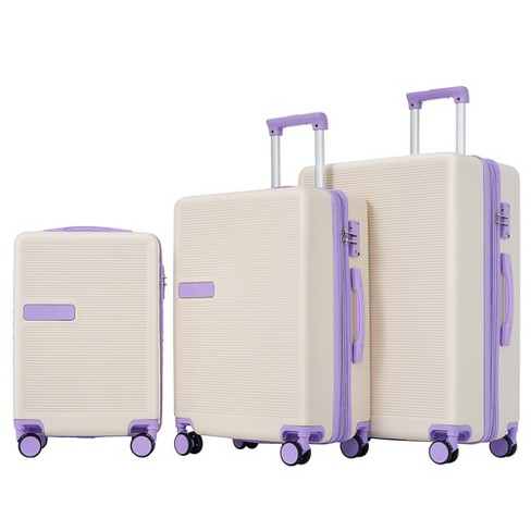 3 Pcs Contrast Color Expandable Abs Hard Shell Luggage Set With Spinner ...