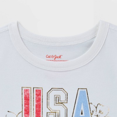 Cat & Jack Toddler Adaptive Short Sleeve 4th of July USA Graphic T-Shirt - Cat & Jack™ Cream 5T — фото 3