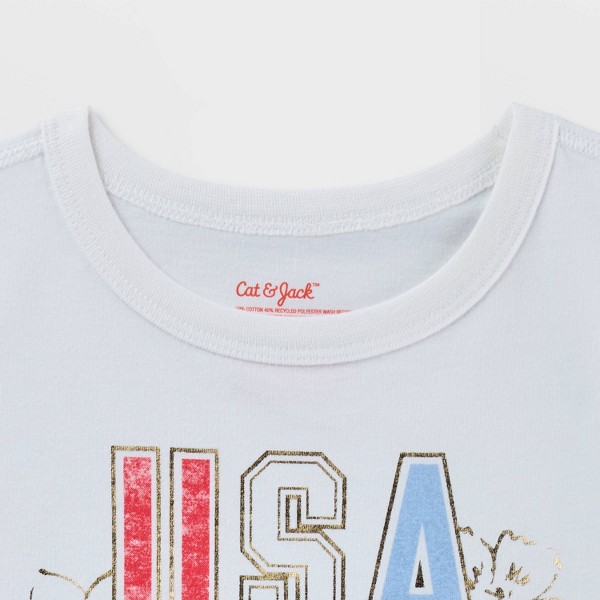 Playera adaptativa de manga corta para niño pequeño, gráfica del 4 de julio EE. UU. - Cat & Jack™ crema 3