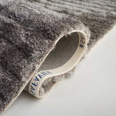 Hand-Tufted Gray Shag Wool Blend Area Rug, 42" x 6"