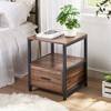 VECELO Modern Wooden Nightstand with Drawer Square End Bedside Tables with Open Shelf, Stable Metal Frame Small Side Tables - 4 of 4