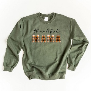 Simply Sage Market Women's Graphic Sweatshirt Thankful Mama Plaid - 1 of 2