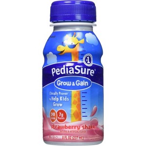 PediaSure Grow & Gain Nutrition Liquid Strawberry 8 Oz Pediatric Nutrition with Protein, Vitamins, and Minerals for Healthy Growth  Case of 24 - 1 of 4
