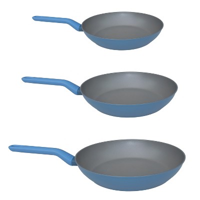 BergHOFF Leo 3Pc Non-Stick Fry Pan Set, 8", 10" & 11" Blue