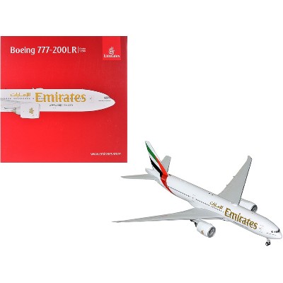 Boeing 777-200LR Commercial Aircraft "Emirates Airlines" White with Striped Tail "Gemini 200" 1/200 Diecast Model by GeminiJets