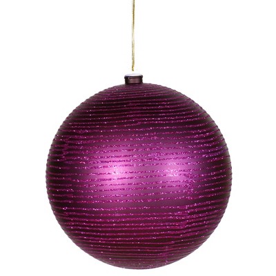 Vickerman 4.75" Glitter Striped Shatterproof Christmas Ball Ornament - Plum Purple