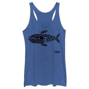 Women's Nintendo Legend of Zelda Link's Awakening Whale Hieroglyphic Racerback Tank Top - 1 of 3