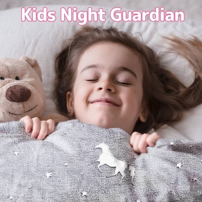 Gray Glow in The Dark Unicorn Fleece Blanket for Kids