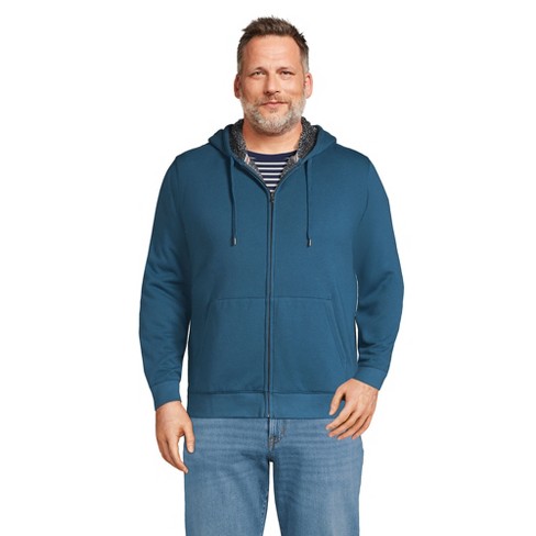 Lands' End Men's Big Serious Sweats Full Zip High Pile Fleece Hoodie - 2x  Big - Evening Blue : Target