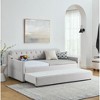 Twin Size Upholstered Daybed with Twin Size Erectable Trundle and USB Charging Design for Bedroom or Guest Room - 2 of 4