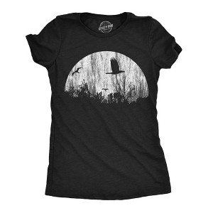 Womens Funny T Shirts Moon Birds Creepy Graphic Tee for Ladies - Crazy Dog Women's T Shirt - 1 of 4