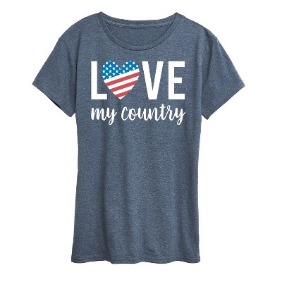 Women's - Instant Message - Love My Country Short Sleeve Graphic T-Shirt