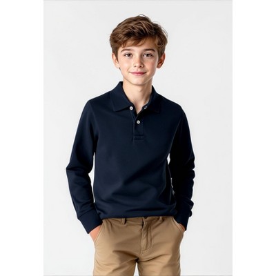 Kids And Boys 3 Pack Long Sleeve Pique School Uniform Polos