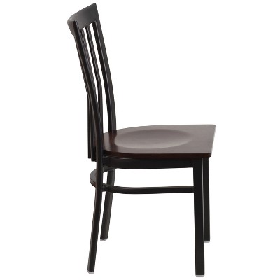 Elegant Black Steel and Walnut Wood Slat Side Chair