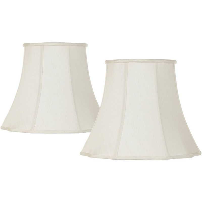 Imperial Shade Set of 2 Lamp Shades Cream Large 11" Top x 18" Bottom x 15" High Spider with Replacement Harp and Finial Fitting, 1 of 9
