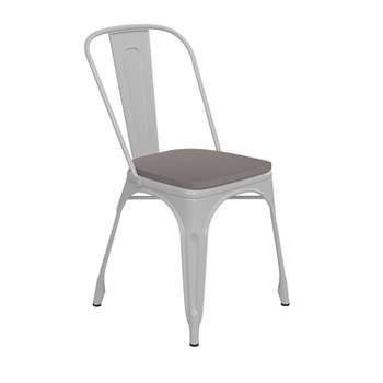 Emma and Oliver Metal Stacking Dining Chairs with Poly Resin Seats for Indoor/Outdoor Use