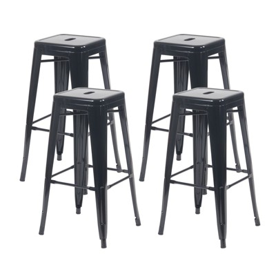 YOUNIKE Set of 4 Metal Bar Stools Backless Tolix Indoor-Outdoor Stackable Barstool Industrial Patio Chairs