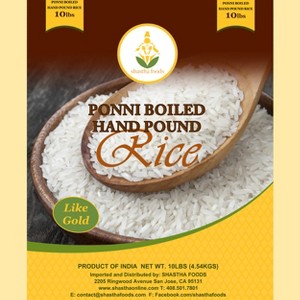 Shastha Ponni Boiled Hand Pound Rice 10 Lbs - 1 of 3