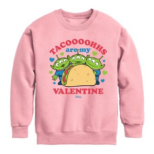 Boys' - Toy Story - Tacos Are My Valentine Graphic Long Sleeve Fleece Sweatshirt - 1 of 3