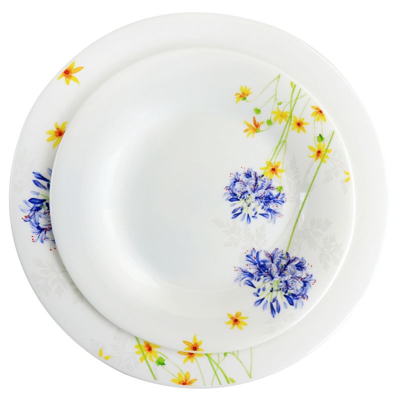 Gibson Ultra Violet Floral 12 Piece Tempered Opal Glass Dinnerware Set, 4 of 9
