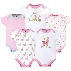 Hudson Baby Infant Girl Cotton Bodysuits 5pk, Little Llama - 1 of 4