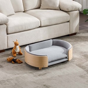 Pascual Pet Sofa Bed With Washable Velvet Cushion And Bent Wood Back - 1 of 4