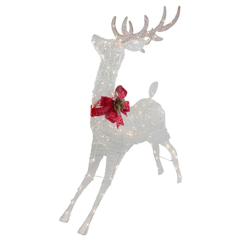 Northlight 56" LED Lighted Reindeer with Glitter Bow Outdoor Christmas Decoration, 4 of 7