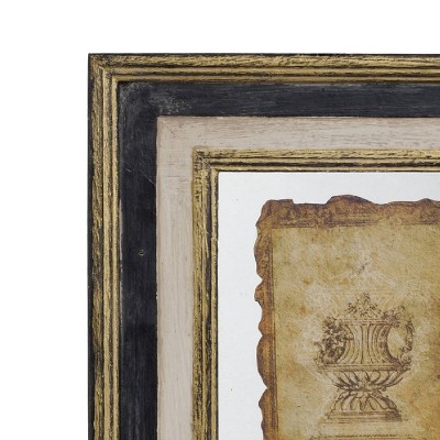 Lucian Antiqued Gold and Black Framed Abstract Canvas Art