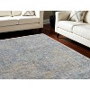 Gray Blue and Tan Abstract Hand Woven Distressed Area Rug With Fringe - 2 of 4