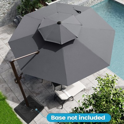 Crestlive Products 11.5FT Round Double Top Patio Cantilever Umbrella UV30+ Outdoor 360 Degree Rotation Offset Umbrella 7 Heights Adjustable