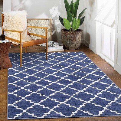 Living Room Rug Shaggy Textured Soft Indoor Trellis Throw Rug, Non-Shedding, Non-Slip Accent Carpet for Bedroom, Nursery, Office