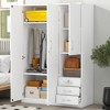 TIRAMISUBEST 2-Doors Wooden Wardrobe Storage for Bedroom - Mobile Lateral Filing Cabinet, Locking Wheels, Adjustable Shelf - 3 of 4