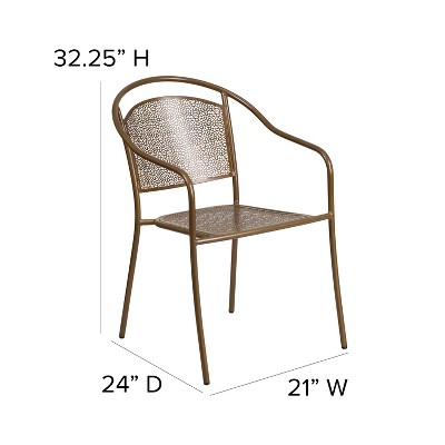 Gold Rain Flower Metal Arm Chair for Indoor-Outdoor Use