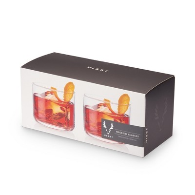 Viski 8oz Clear Lead-Free Crystal Negroni Tumblers Set