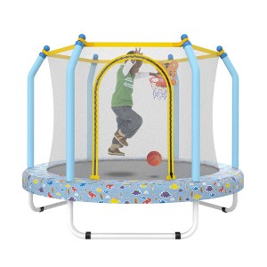 55-inch Trampoline for Kids Indoor & Outdoor Small Toddler Trampoline with Basketball Hoop - 1 of 4