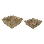 Napa Home & Garden Set of 2 Square Rustic Wooden Baskets with Rectangular Pickets 16" - Brown