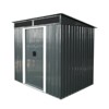MOEPISY 6ft X 5ft Outdoor Metal Storage Shed With Lockable Sliding Doors And Transparent Plate, Black And White - 3 of 4