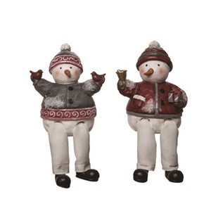 Transpac Resin Quilted Sitter Snowman Sitter Set of 2 Christmas Home Decorations - 1 of 1