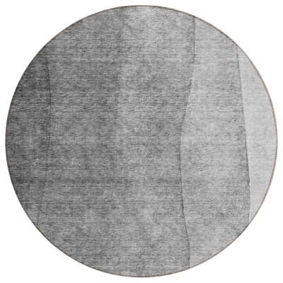 Gray Silver And Charcoal Ombre Washable Indoor Outdoor Area Rug
