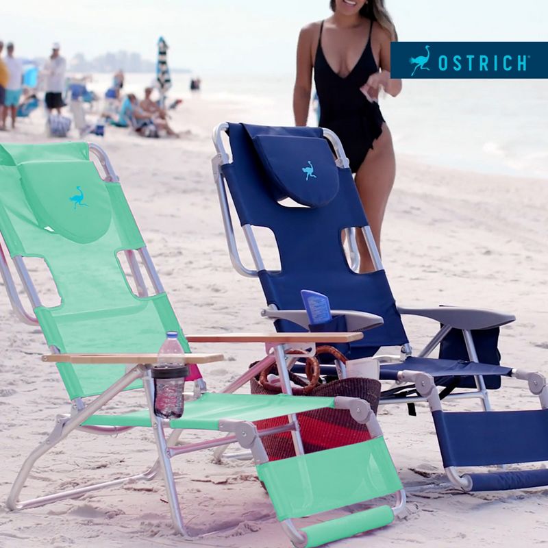 Ostrich Deluxe Padded 3-N-1 Lightweight Portable Adjustable Outdoor Folding Chair for Lawn Beach Lake Camping Lounge with Footrest, Teal (4 Pack), 5 of 7