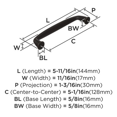 Oil Rubbed Bronze 5-3/4" Cabinet Pull with Mounting Hardware