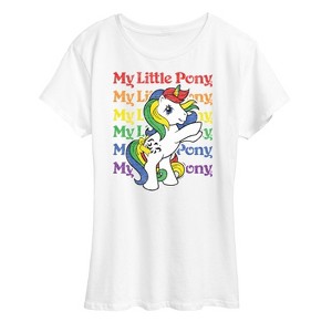 Women's My Little Pony Rainbow Repeated Short Sleeve Graphic T-Shirt - White - 2X - 1 of 4